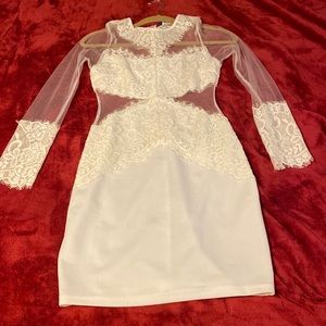 White pearl midi dress